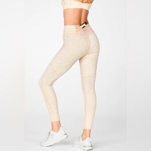 Fabletics Trinity Motion365 Legging Small Beige Chill Gold Cheetah High Waist